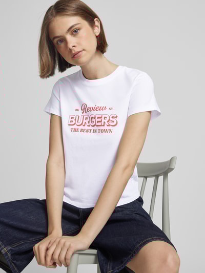 Review T-shirt z nadrukiem z logo Biały 3