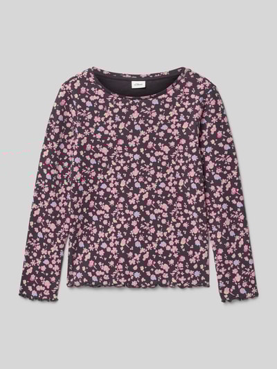 s.Oliver RED LABEL Bluzka z długim rękawem o kroju slim fit z mieszanki bawełny Fioletowy 1