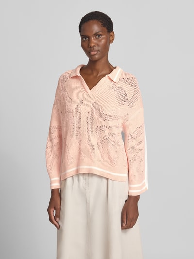Marc Cain Strickpullover mit Stehkragen und V-Ausschnitt Apricot 4
