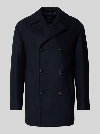 Matinique Lange jas van wolmix, model 'BURNLEY' Marineblauw - 2