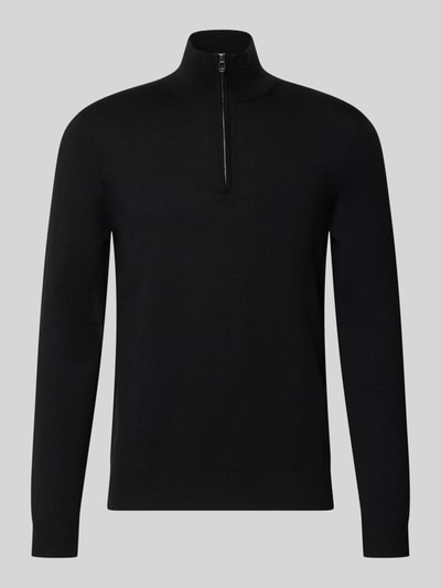 Productfoto, zwarte schipperstrui uit pure scheerwol modern fit Troyer uit de collectie van JOOP! model 'Dario'
