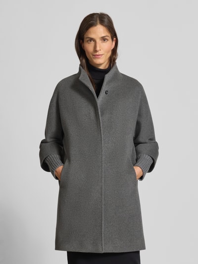 ICONS Cinzia Rocca Mantel aus Schurwolle mit Stehkragen Anthrazit Melange 4
