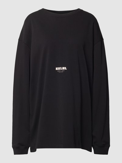 Karo Kauer Longsleeve mit überschnittenen Schultern Black 2