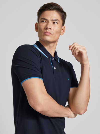 Fynch-Hatton Regular Fit Poloshirt mit Kontraststreifen Marine Melange 3