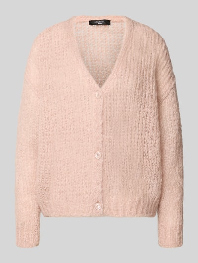 Produktfoto, Regular Fit Strickjacke aus Mohair-Woll-Mix von Weekend Max Mara, Optik: Unifarben, 2-Knopf-Verschluss, Strick, V-Ausschnitt, langarm, gerippter Abschluss.