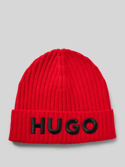 HUGO Czapka beanie z detalem z logo Czerwony 1