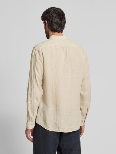 BOSS Orange Regular Fit Leinenhemd mit Stehkragen Modell 'Race' Sand 5