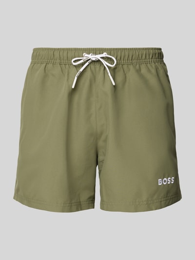 BOSS Zwembroek met elastische band, model 'Dogfish' Kaki - 1