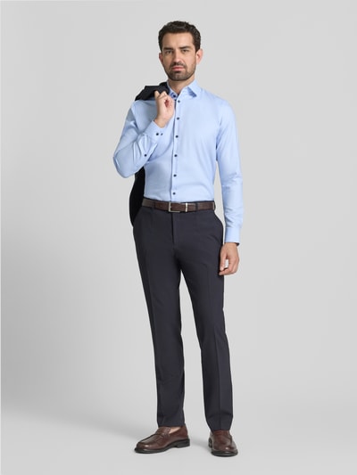 Jake*s Slim Fit Business Hemd aus Baumwolle mit Kentkragen Bleu 1