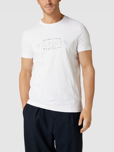 Tommy Hilfiger T-Shirt mit Label-Print Modell 'CURVE LOGO TEE' Weiss 4