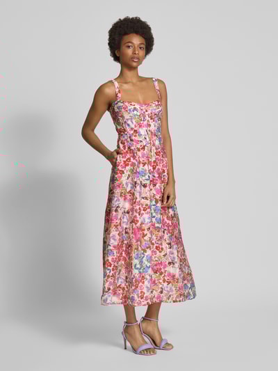 Bardot Abendkleid mit Karree-Ausschnitt Modell 'LILAH' Rose 1