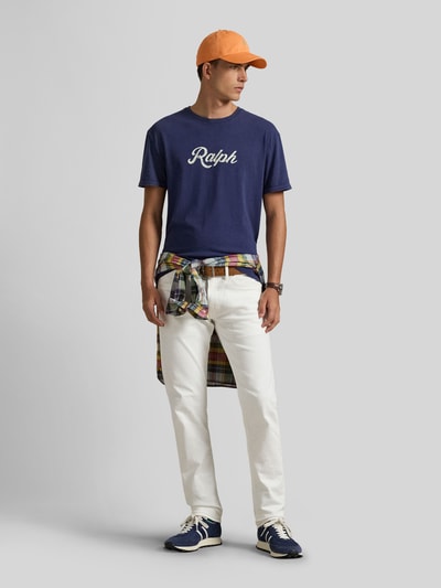 Polo Ralph Lauren Relaxed Fit T-Shirt aus reiner Baumwolle mit Label-Schriftzug Marine 1