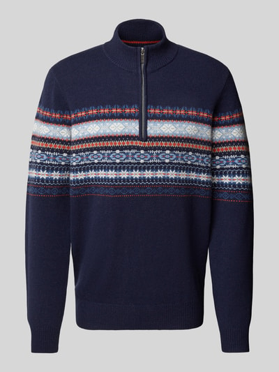 Fynch-Hatton Wollpullover mit Troyer-Kragen Marine 2