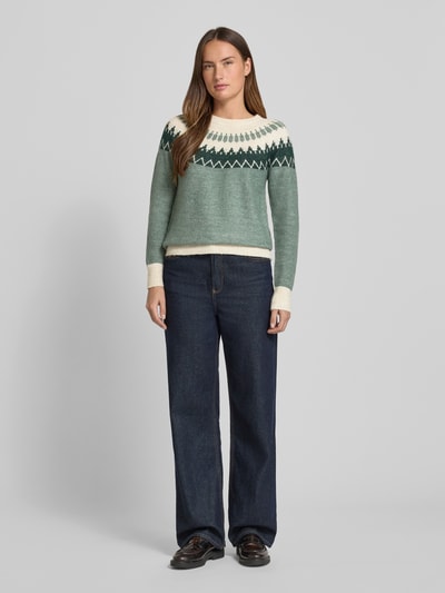 VERO MODA Regular fit gebreide pullover met wol, modell 'SIMONE' Rietgroen - 1