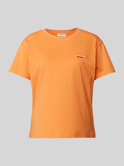 Jake*s Casual T-Shirt mit Statement-Stitching Apricot 2