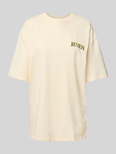 Review T-shirt o kroju oversized z nadrukiem z logo Złamany biały 2