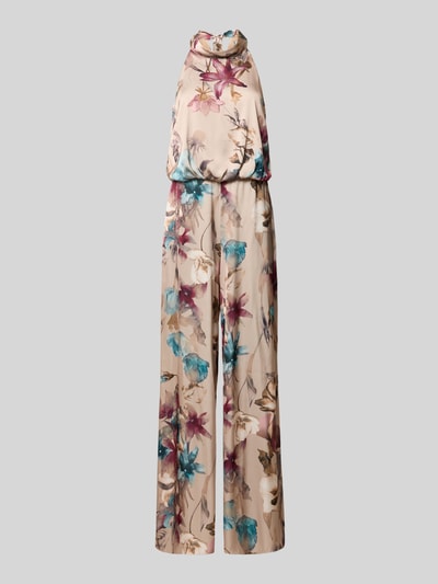 Productfoto, Relaxed Fit jumpsuit met florale all-over print van Vera Mont, Satijn, getailleerde pasvorm, opstaande kraag, mouwloos design, ruglengte maat 36: 43 cm, borstwijdte maat 36: 45 cm, totale lengte maat 36: 148 cm, binnenbeenlengte maat 36: 83 cm