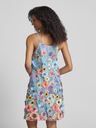 YAS Cocktailjurk met spaghettibandjes, model 'FLOWERING' Lichtblauw - 5