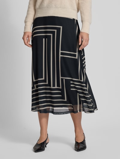 ZABAIONE Midirock mit geometrischem Allover-Print Modell 'Serena' Black 4