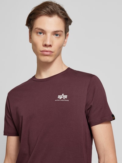 Alpha Industries T-shirt met labelprint, model 'BASIC' Bordeaux - 3