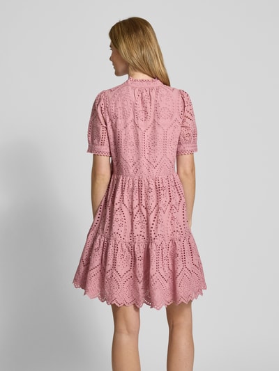 YAS Mini-jurk met broderie anglaise, model 'Holi' Rosé - 5