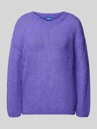 Hugo Blue Relaxed Fit Strickpullover mit Alpaka-Anteil Modell 'SLOOKINA' Lila 2