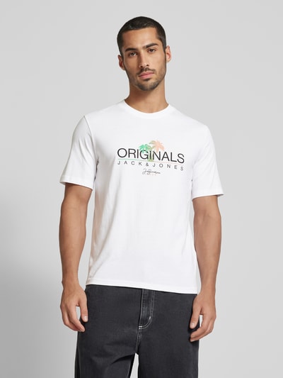 Jack & Jones T-Shirt mit Label-Print Modell 'CYRUS' Weiss 4
