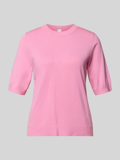 Produktfoto, Strickshirt aus Viskose-Mix mit Rundhalsausschnitt Modell 'LENA' von YAS, Rosa, Körpernaher-Schnitt, 1/2-Arm, gerippte Abschlüsse