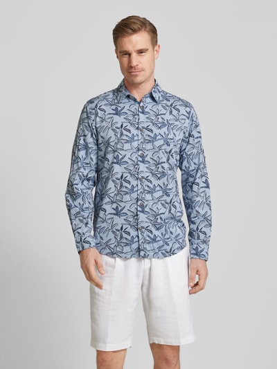 Tom Tailor Regular fit vrijetijdsoverhemd met all-over motief Blauw - 4