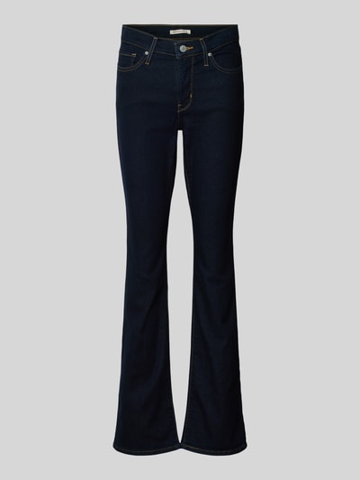 Produktfoto, Bootcut Jeans mit 5-Pocket-Design von Levi's®, dunkelblau, Baumwoll-Mix mit Stretch-Anteil, sichtbare Nähte, glatte Struktur