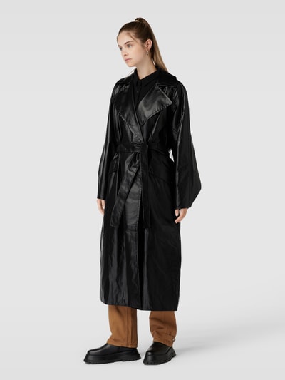 Calvin Klein Jeans Trenchcoat met strikceintuur, model 'GLOSSY' Zwart - 4