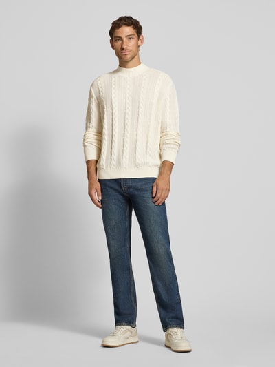 Armani Exchange Regular fit pullover met scheerwol, Offwhite - 1