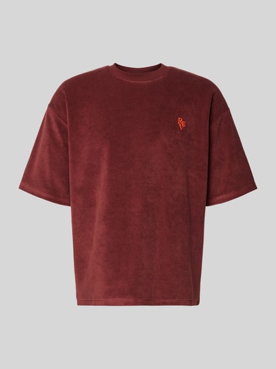 REVIEW T-shirt z prążkowanym okrągłym dekoltem Rdzawoczerwony 2