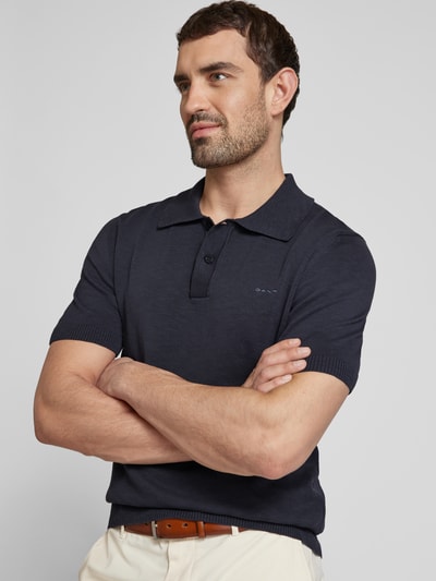 Gant Poloshirt in effen design Marineblauw - 3