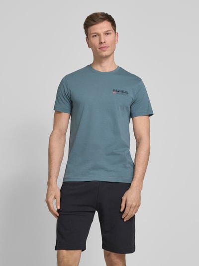 Napapijri T-Shirt mit Label-Print Modell 'KASBA' Eisblau 4