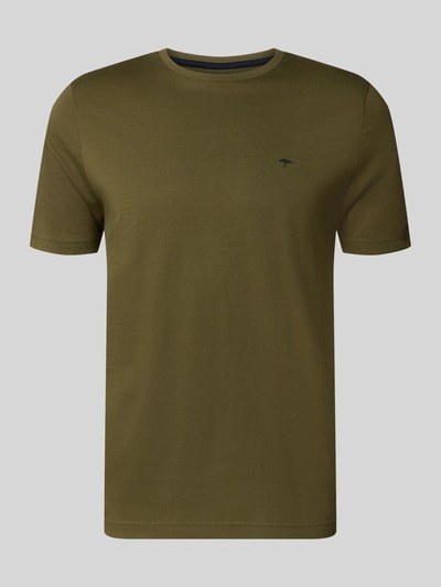 Fynch-Hatton T-shirt met ronde hals en labelstitching Olijfgroen - 2