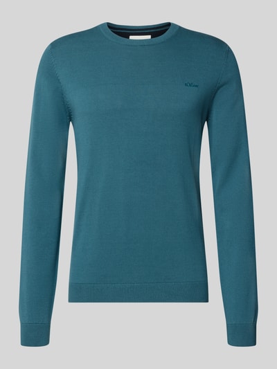 Produktfoto, Regular Fit Pillover aus reiner Baumwolle von s.Oliver RED LABEL in Blau, strukturierte Oberfläche, lange Ärmel, gerippte Abschlüsse