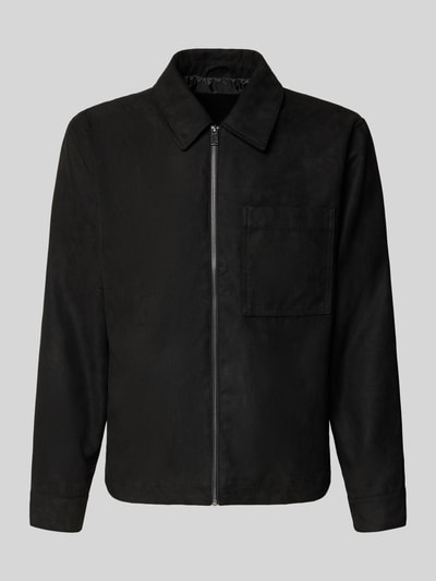 Produktfoto, Regular Fit Jacke in Lederoptik Modell 'RICK' von Only & Sons, schwarz, Umlegekragen, Reißverschluss, unifarben, langarm