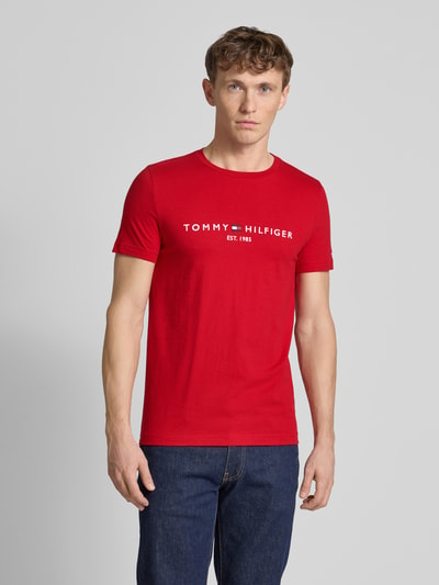 Tommy Hilfiger T-Shirt mit Label-Stitching Rot 4