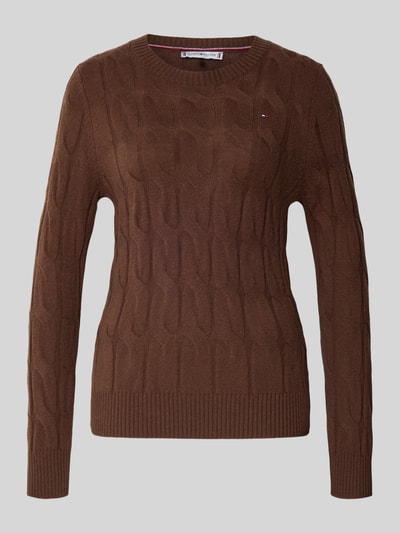 Tommy Hilfiger Regular Fit Strickpullover aus reiner Wolle Mittelbraun 2