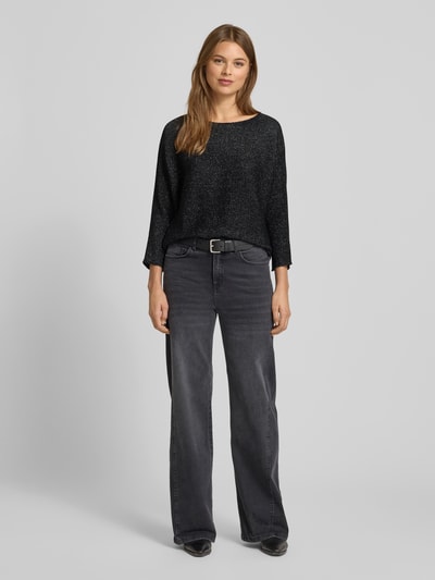 Tom Tailor Relaxed Fit Strickpullover aus Baumwoll-Mix BLACK 1