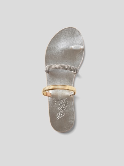 Ancient Greek Sandals Pantoletten mit Strasssteinbesatz Silber 5