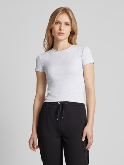 Vero Moda T-shirt in riblook, model 'CHLOE' Lichtgrijs gemêleerd - 4