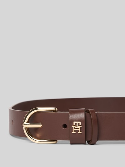 Tommy Hilfiger Pasek skórzany ze sprzączką Essential Ciemnobrązowy 2
