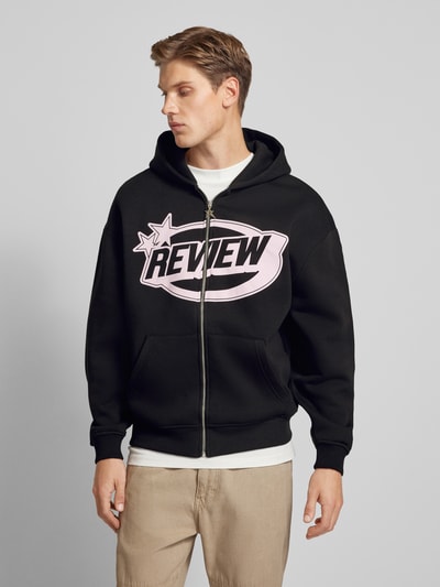 REVIEW Sweatjacke mit Label-Print Black 4