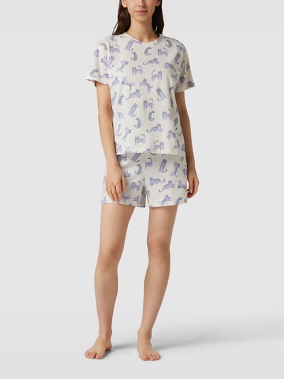 Jake*s Casual Pyjama-Oberteil mit Allover-Motiv-Print Offwhite 1