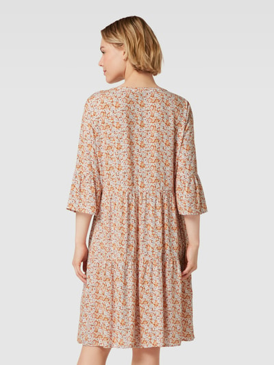 Montego Knielange jurk van viscose met all-over motief Oranje - 5