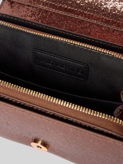 VALENTINO BAGS Schimmernde Handtasche mit Label-Applikation Modell 'EMBER' Rose Gold 4