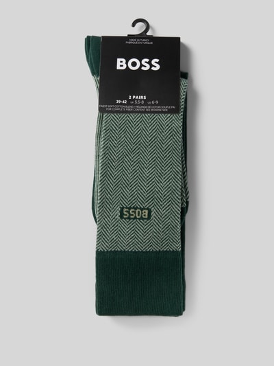 BOSS Skarpety długie z bawełny mieszanej w zestawie 2 szt. Zielony 3