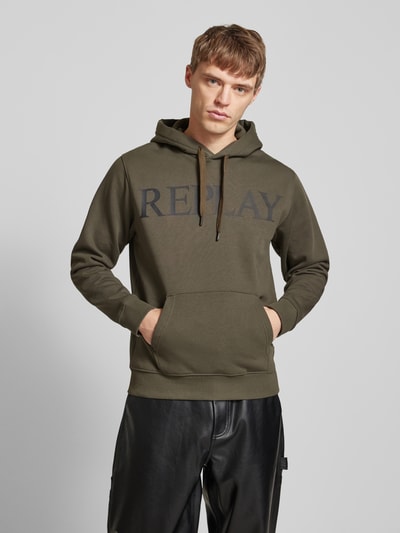 Replay Hoodie mit Label-Print Oliv 4